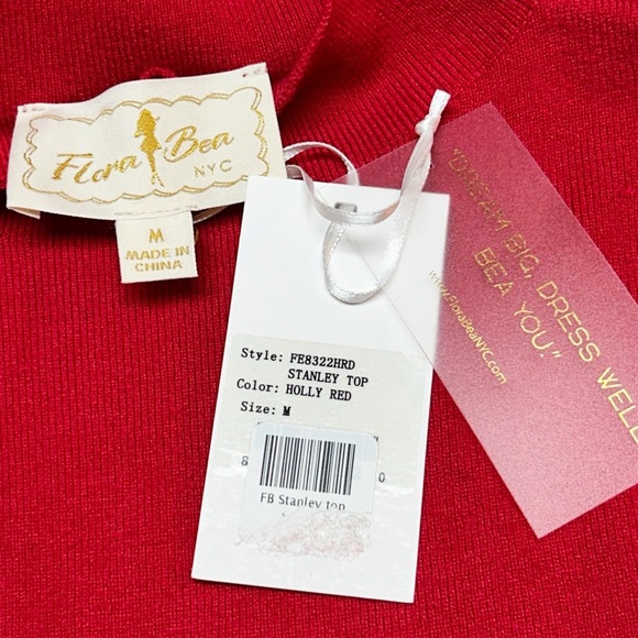 Flora Bea Stanley Sweater Top Holly Red Size Medium NWT - Picture 3 of 8